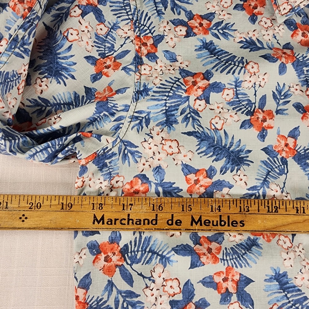 Hugo Boss Orange small Shirt Mens Floral Tropical Palm Print Blue Cotton - Picture 7 of 11